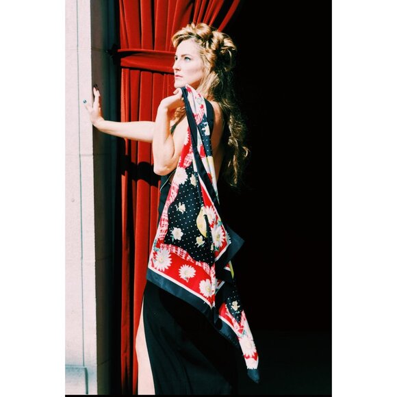 Flower Garden Polka Dots Plaid Scarf Accessory - Picture 1 of 4